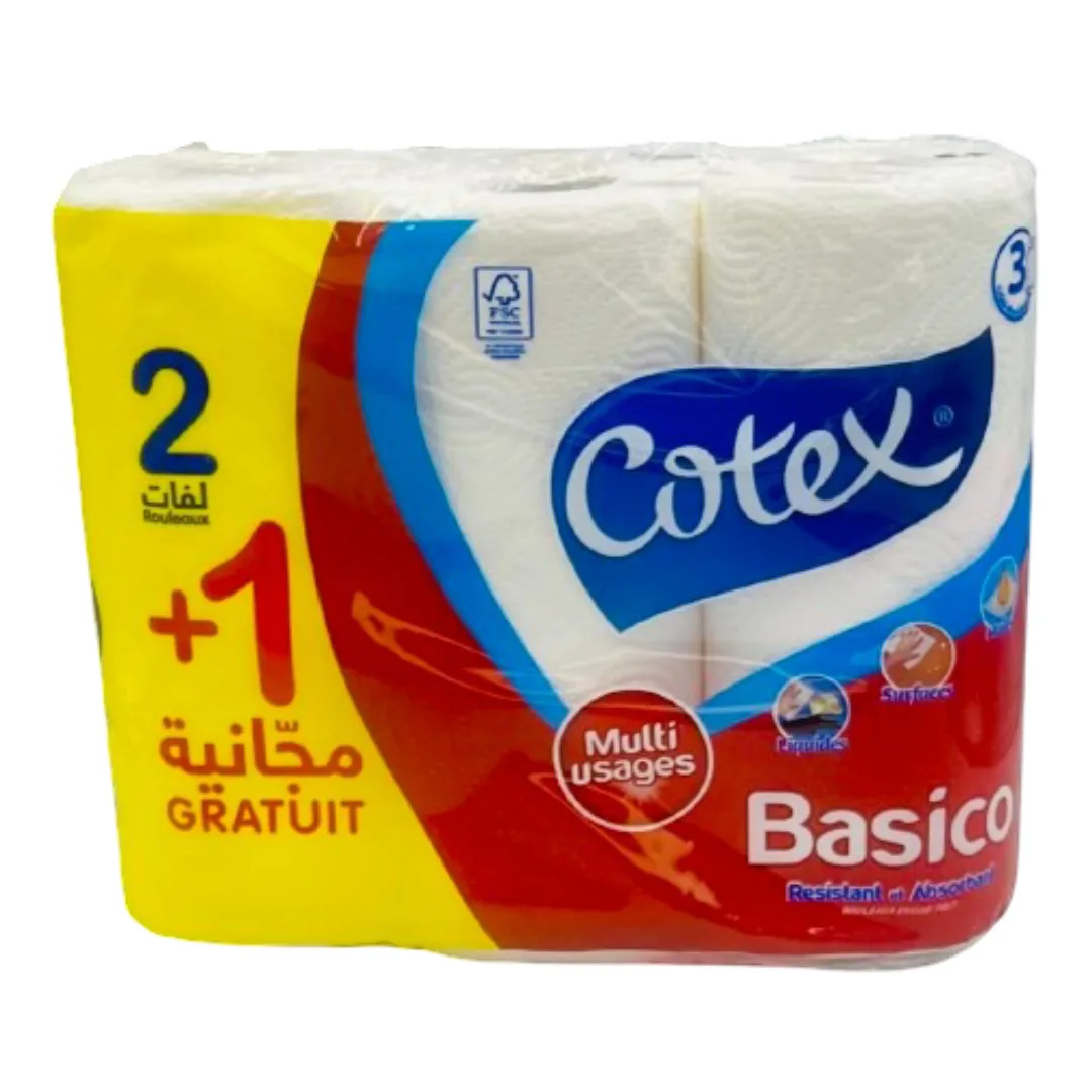 Cotex Basico Essuie Tout 2 Rouleaux+1 Gratuit