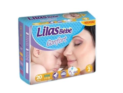 Lilas BéBé Confort N2 3-5 KG 20 Couches