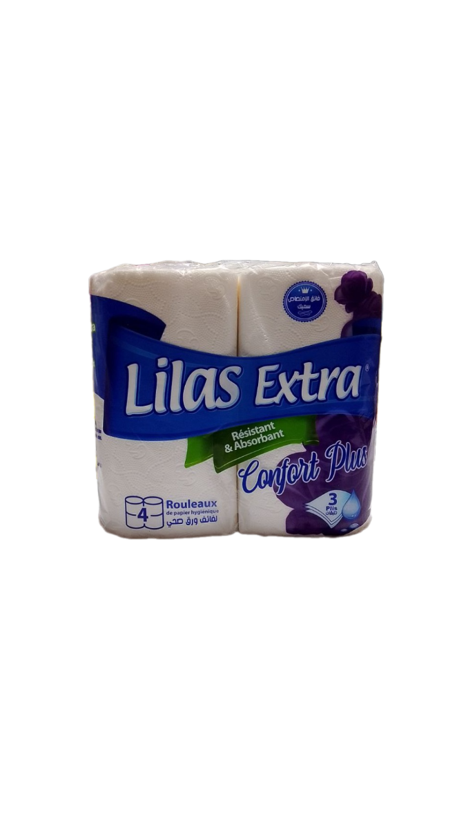 Lilas Extra Confort Plus Papier Hygiénique 4 Rouleaux