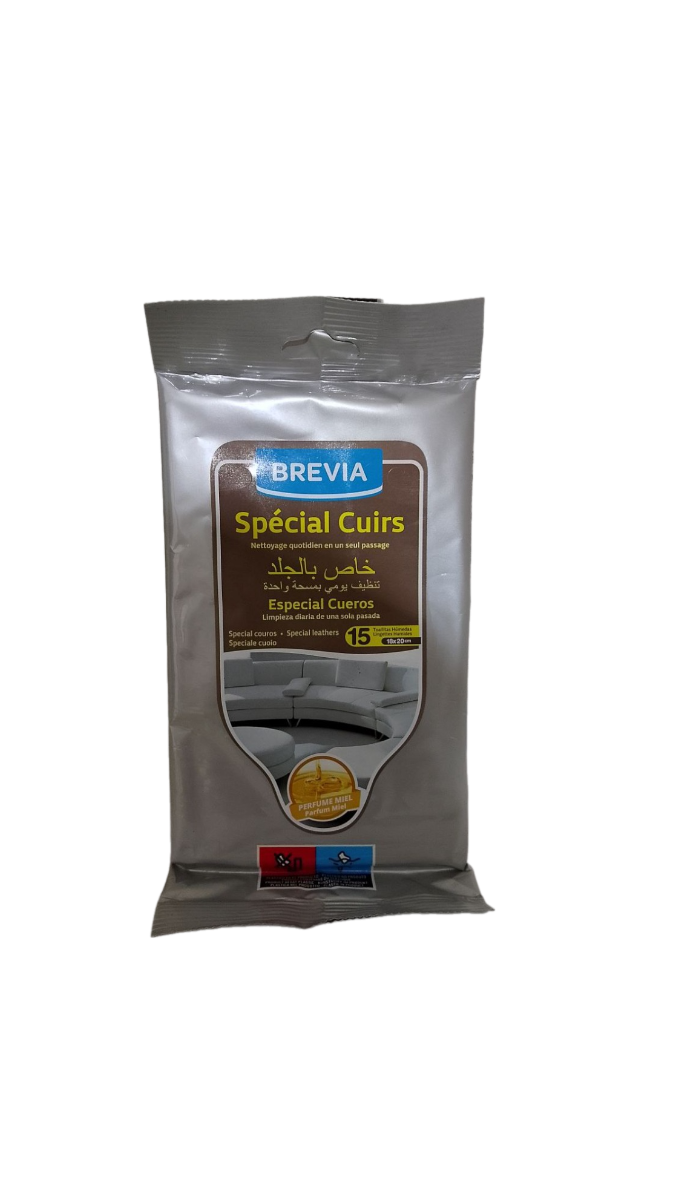 Brevia Lingettes Spécial Cuirs Perfume Miel 15 lingettes
