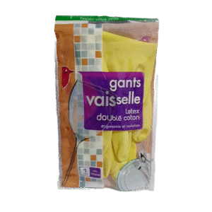 Gants vaisselle latex doublé coton