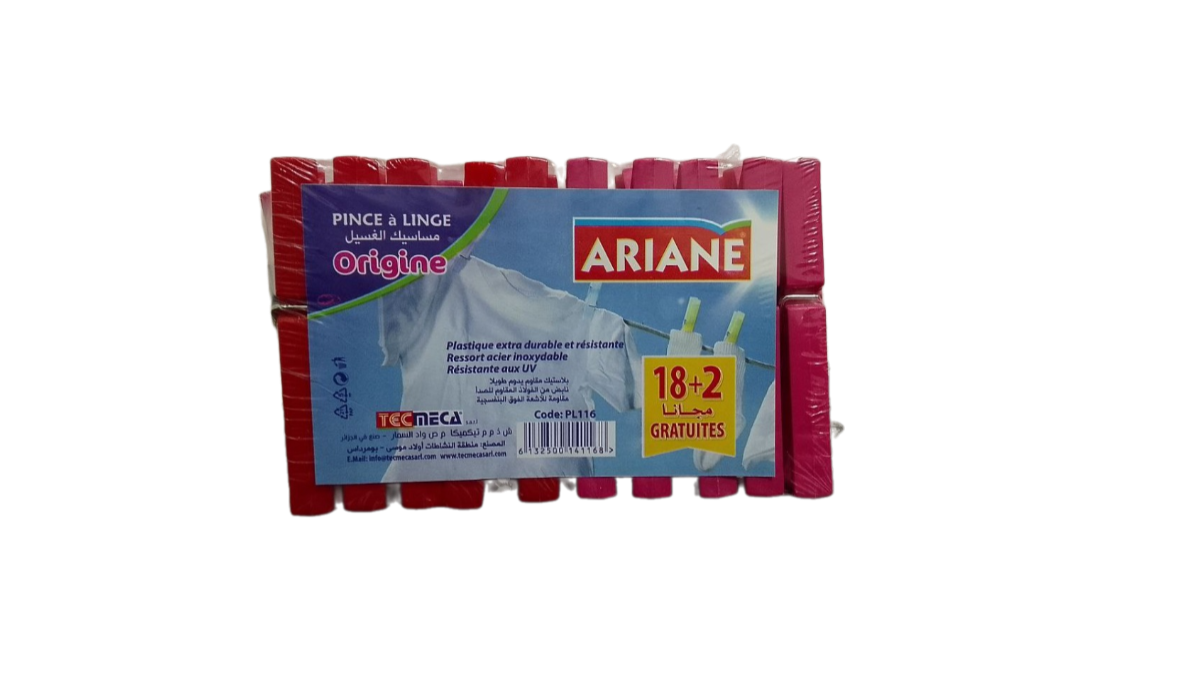 Ariane pince à linge 18+2 gratuites