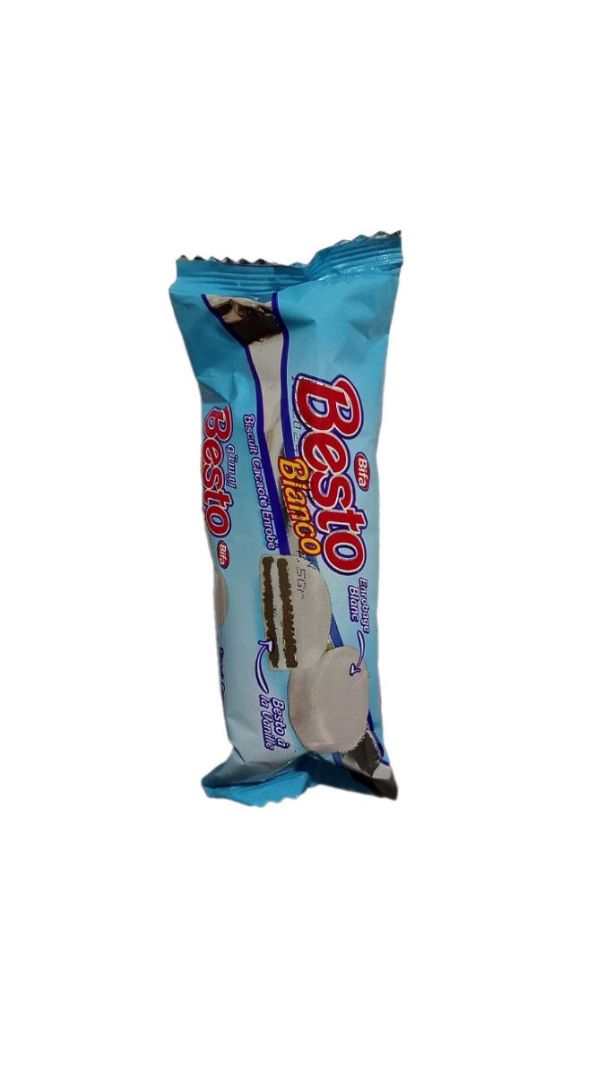 Besto Biscuit Cacaoté Fourré Et Enrobés à La Créme Gout Vanille 95G