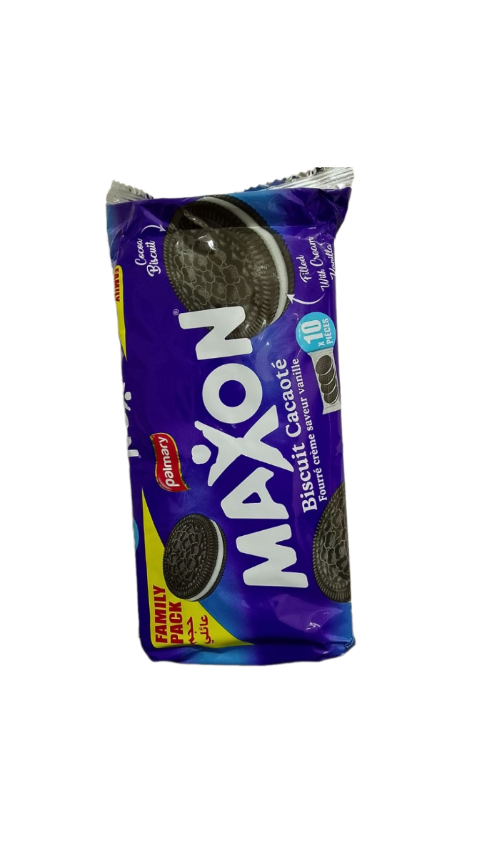 Maxion Biscuit Cacaoté Fourrée Créme Saveur Vanille 10 Piéces
