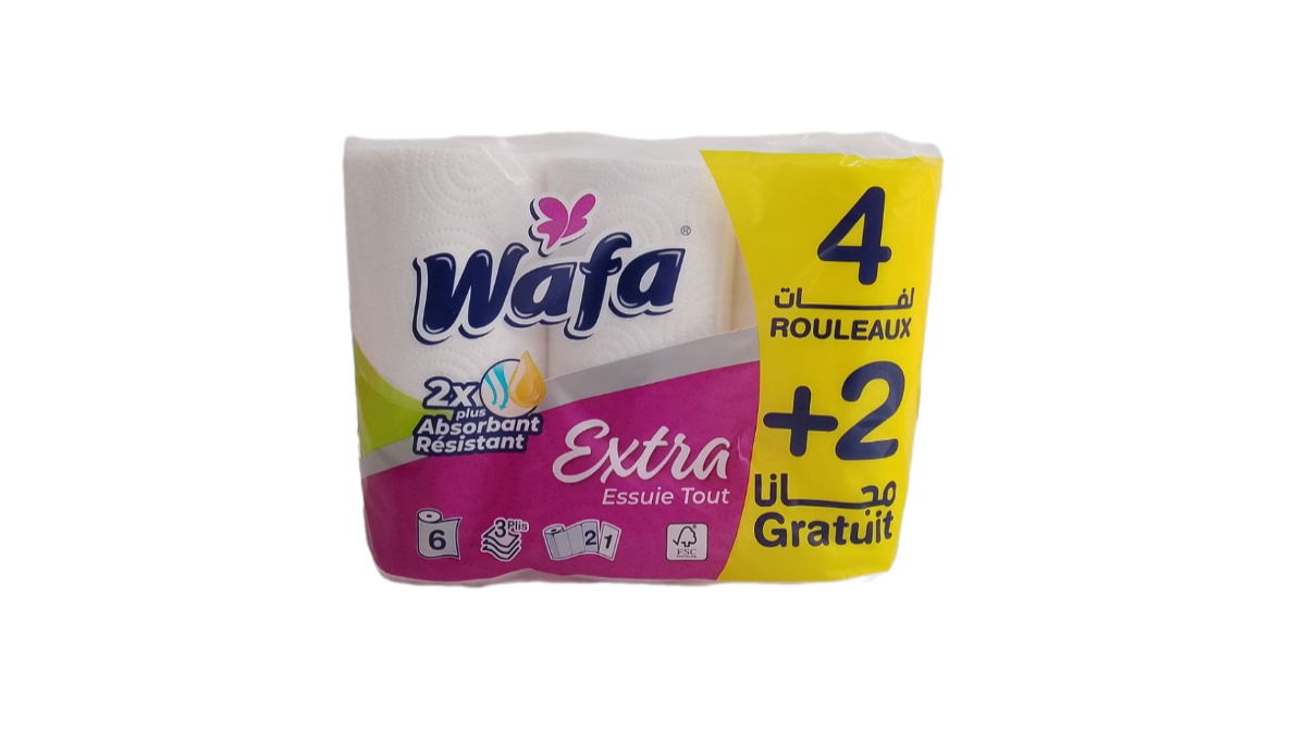 Wafa Extra Essuie Tout 4 Rouleaux+2 Gratuit