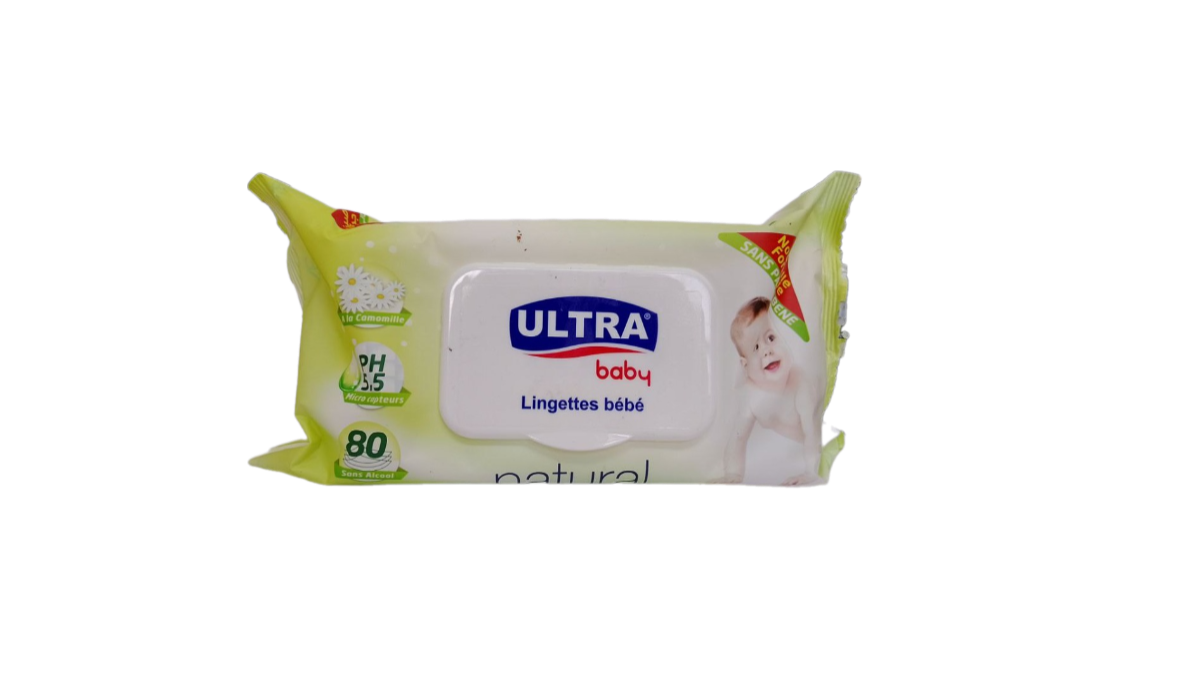 Ultra Baby Natural Lingettes Humide 80 Unités