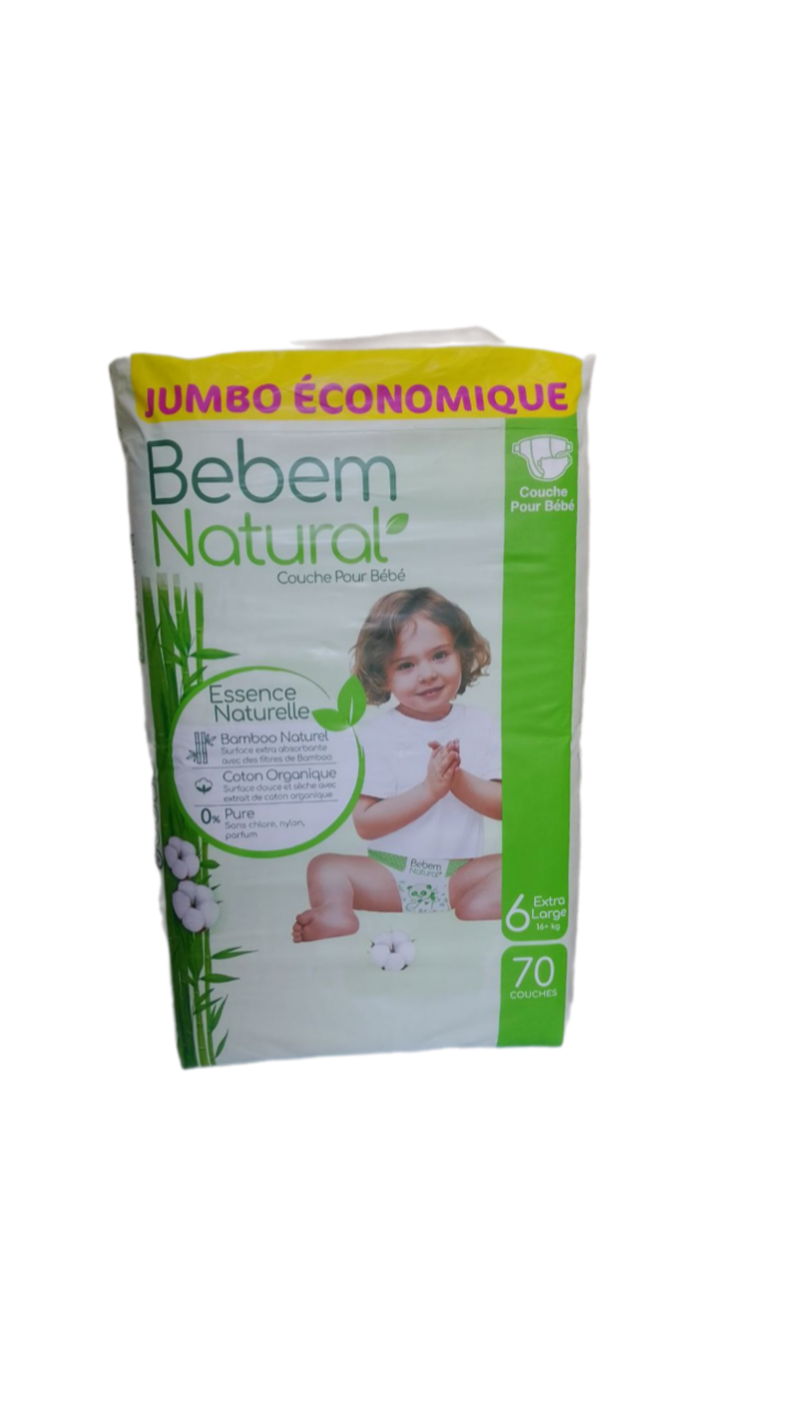 Bebem Natural Jumbo Economique N6 +16KG (70 Couches)