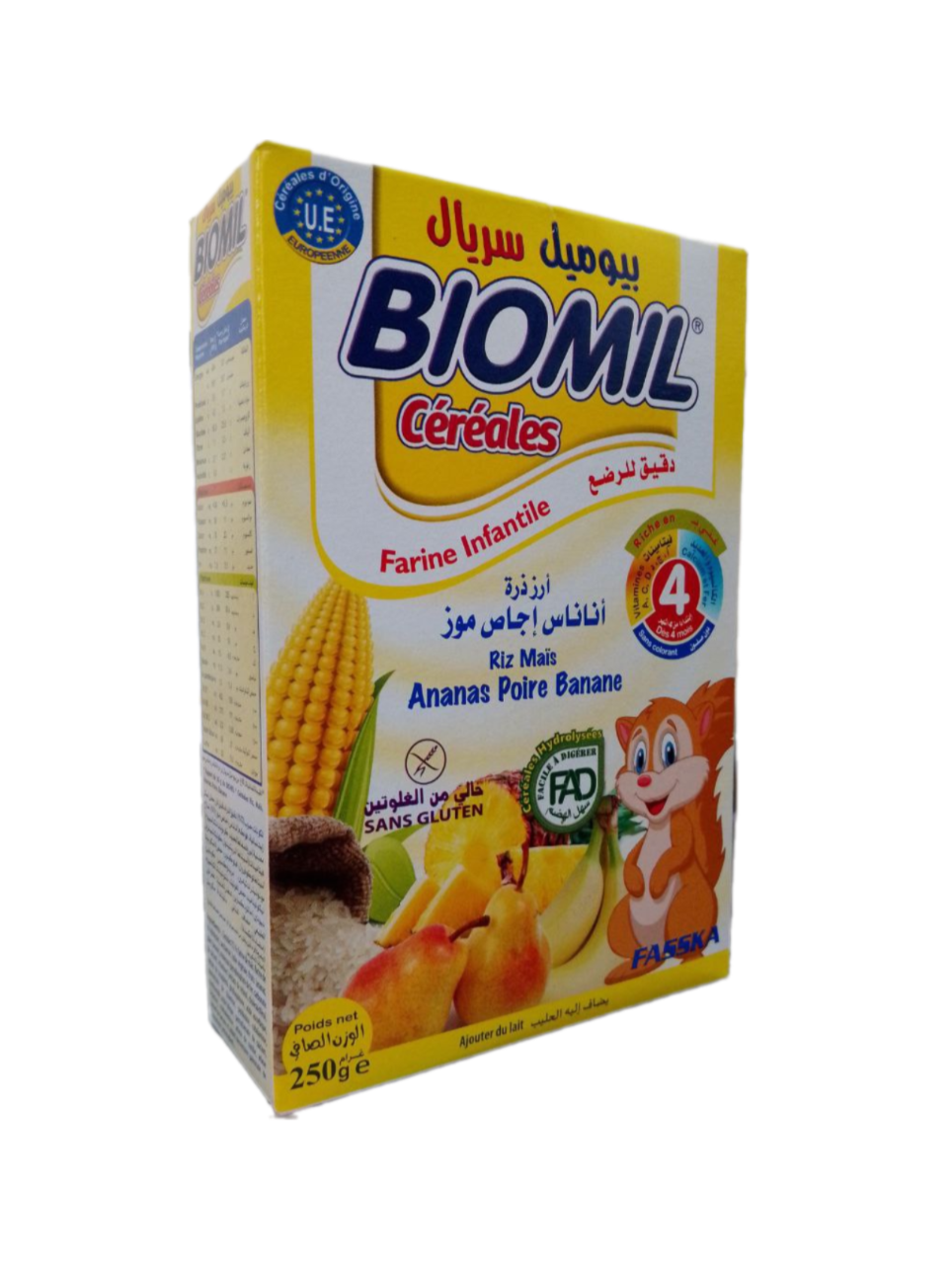 Biomil Céréales Riz Mais Ananas Poire Banane 250 G + 4 Mois